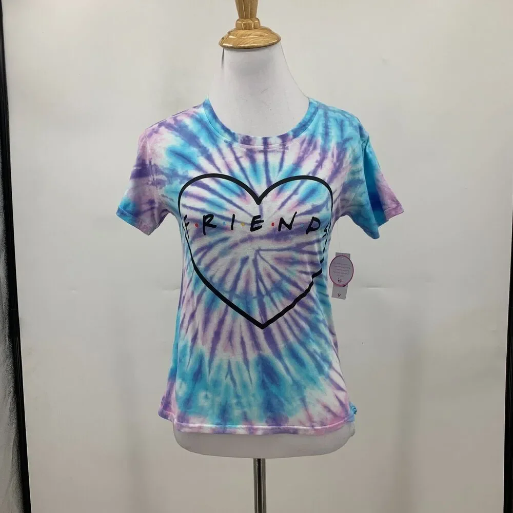 Friends TV Show Tie Dye T Shirt Girls Youth M Medium Retro Hippie Cotton Blend